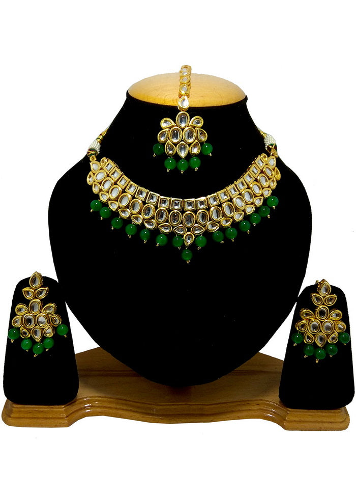 Hand Crafted Base Metal Alloy Gold Plated Kundan Stone Studded Jewellery Sets