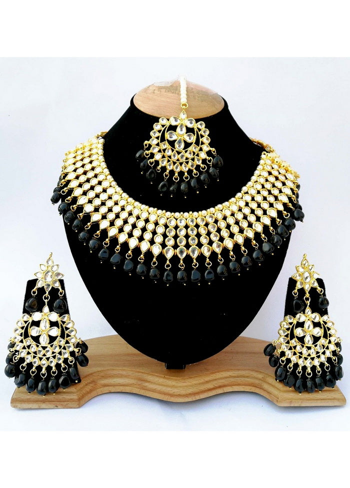 Hand Crafted Base Metal Alloy Gold Plated Kundan Stone Studded Jewellery Sets