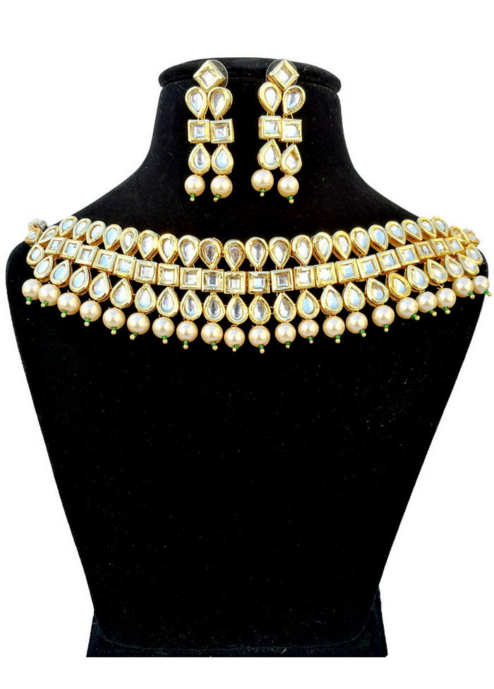 Hand Crafted Base Metal Alloy Gold Plated Kundan Stone Studded Jewellery Sets