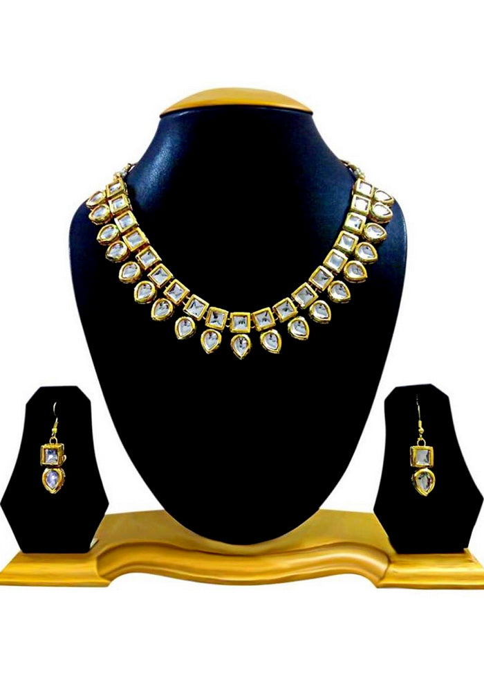 Hand Crafted Base Metal Alloy Gold Plated Kundan Stone Studded Jewellery Sets