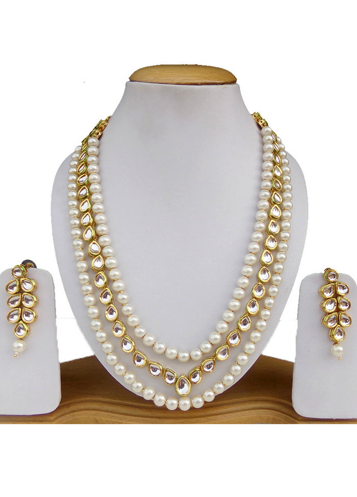 Hand Crafted Base Metal Alloy Gold Plated Kundan Stone Studded Jewellery Sets