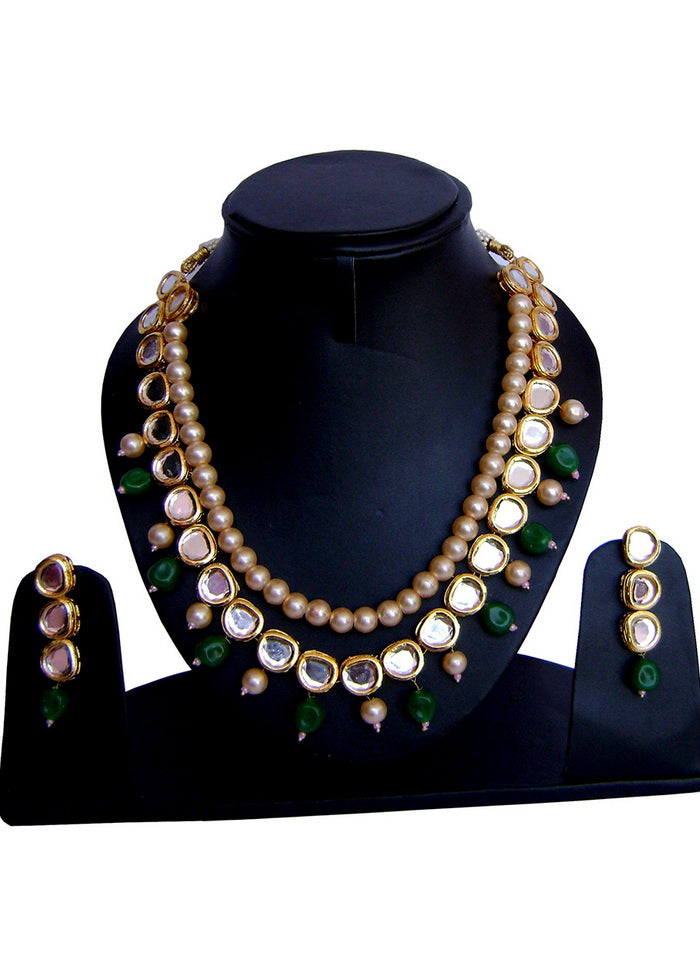 Hand Crafted Base Metal Alloy Gold Plated Kundan Stone Studded Jewellery Sets