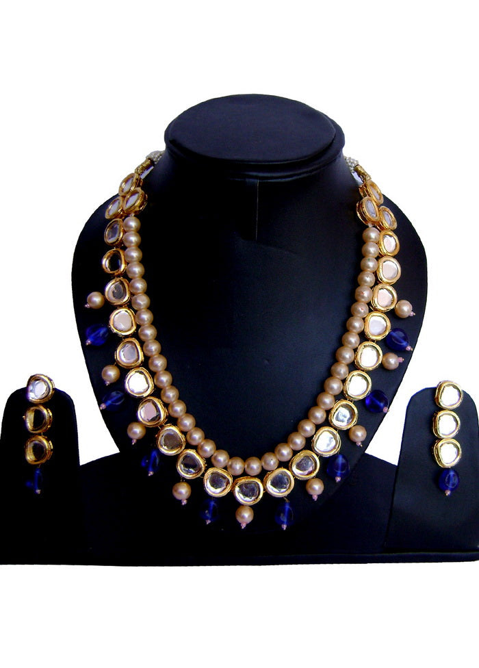 Hand Crafted Base Metal Alloy Gold Plated Kundan Stone Studded Jewellery Sets