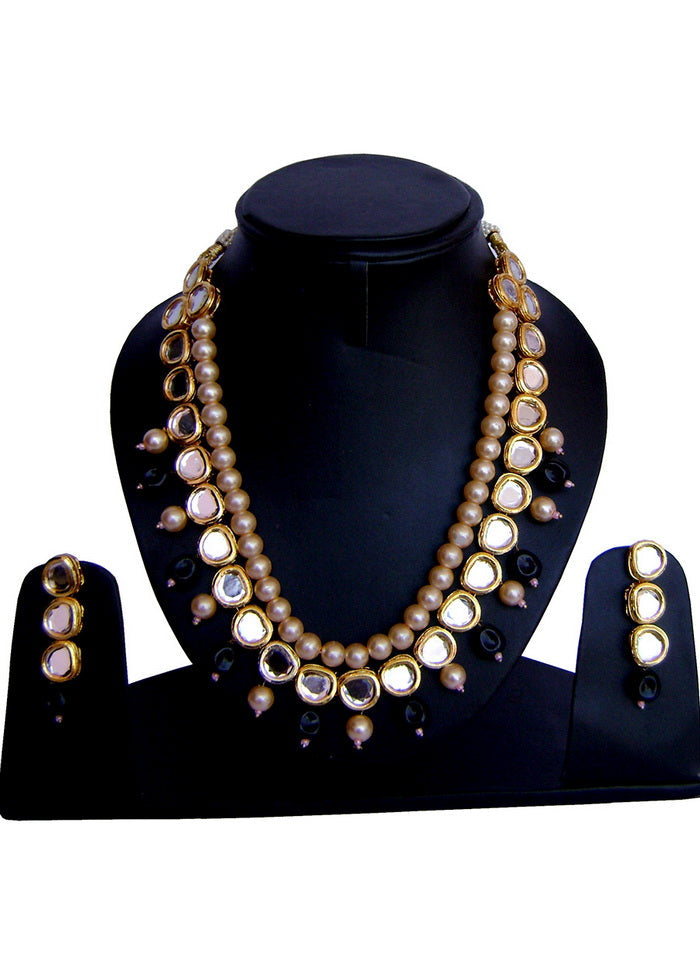 Hand Crafted Base Metal Alloy Gold Plated Kundan Stone Studded Jewellery Sets