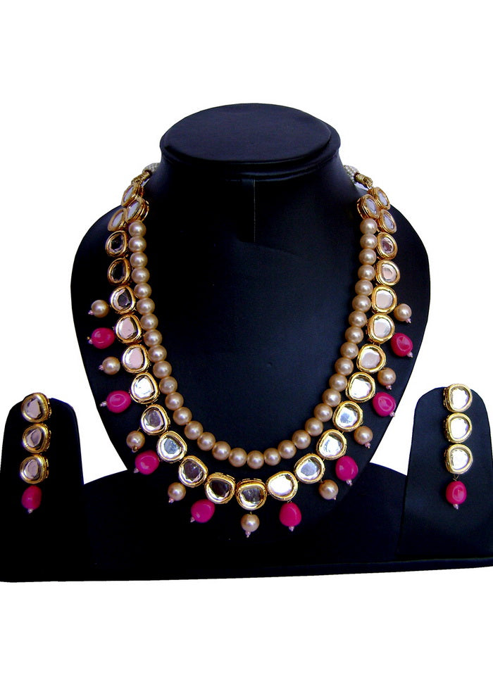 Hand Crafted Base Metal Alloy Gold Plated Kundan Stone Studded Jewellery Sets