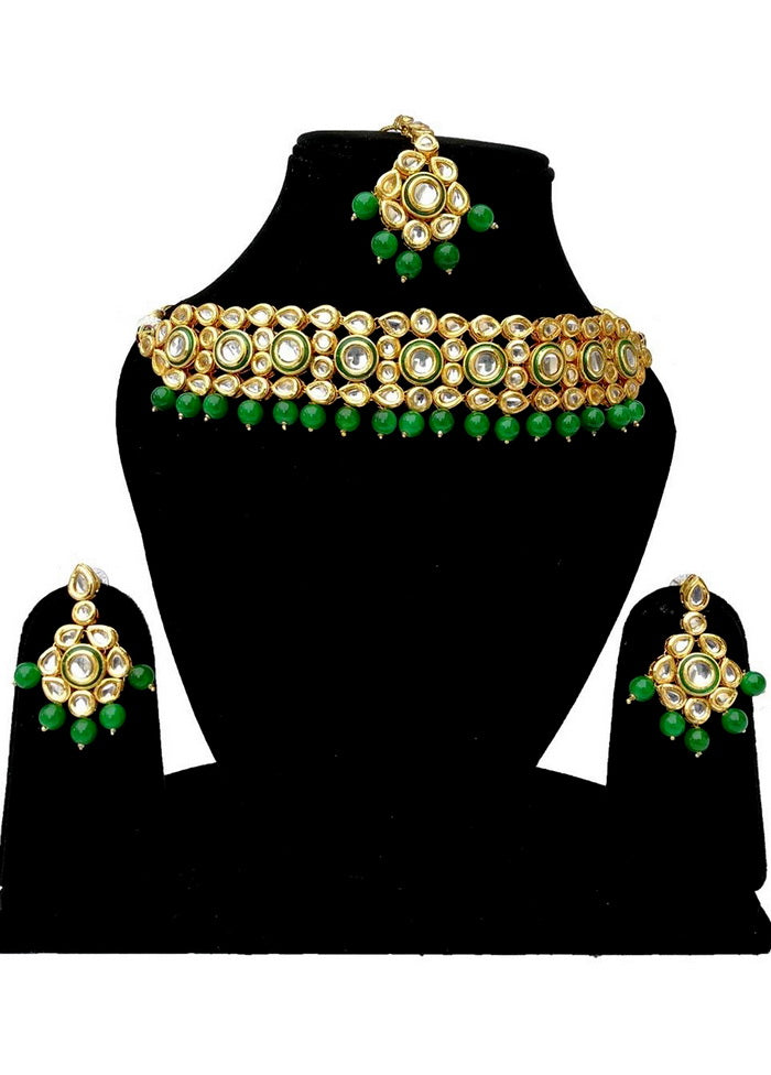 Hand Crafted Base Metal Alloy Gold Plated Kundan Stone Studded Jewellery Sets