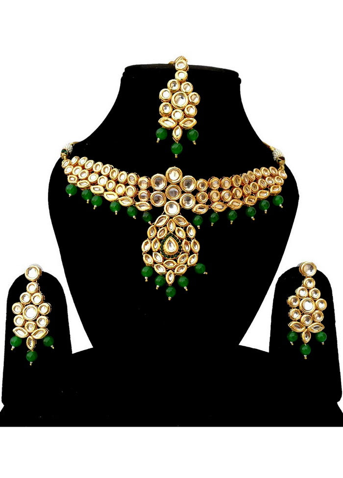 Hand Crafted Base Metal Alloy Gold Plated Kundan Stone Studded Jewellery Sets