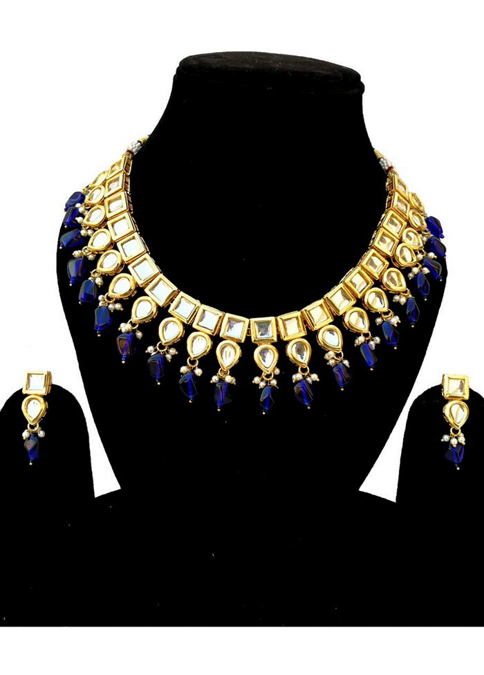 Hand Crafted Base Metal Alloy Gold Plated Kundan Stone Studded Jewellery Sets