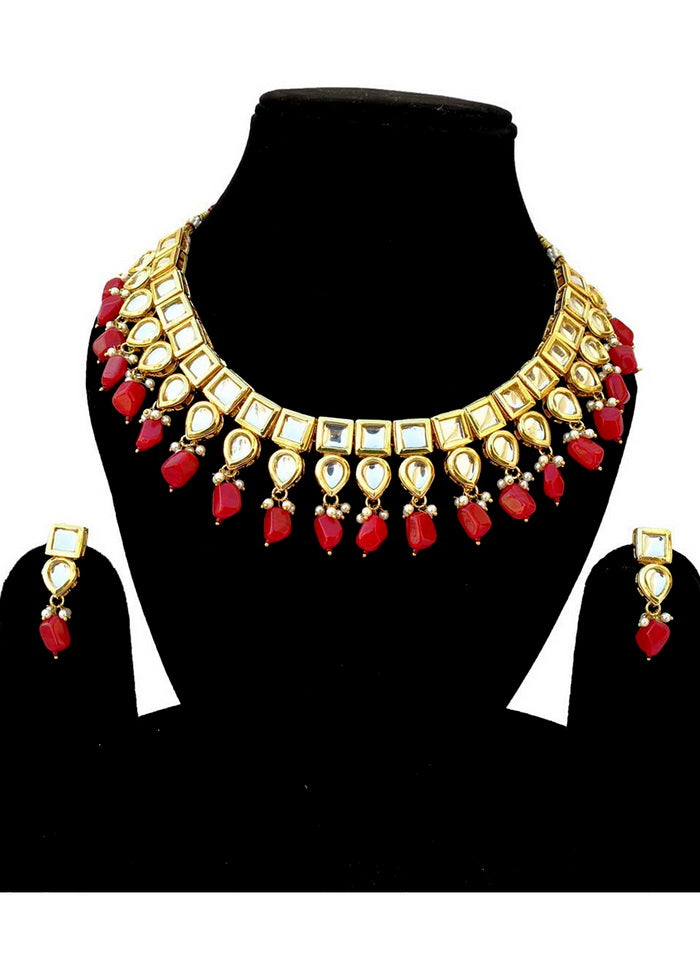 Hand Crafted Base Metal Alloy Gold Plated Kundan Stone Studded Jewellery Sets