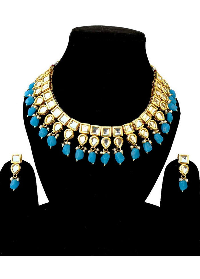 Hand Crafted Base Metal Alloy Gold Plated Kundan Stone Studded Jewellery Sets