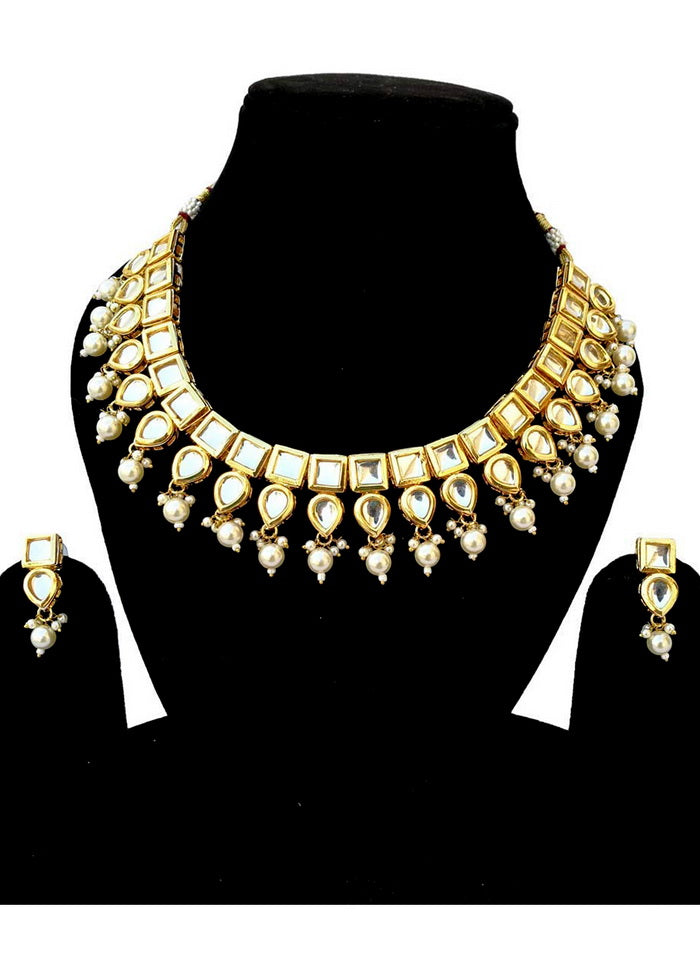 Hand Crafted Base Metal Alloy Gold Plated Kundan Stone Studded Jewellery Sets