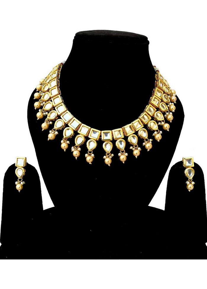 Hand Crafted Base Metal Alloy Gold Plated Kundan Stone Studded Jewellery Sets