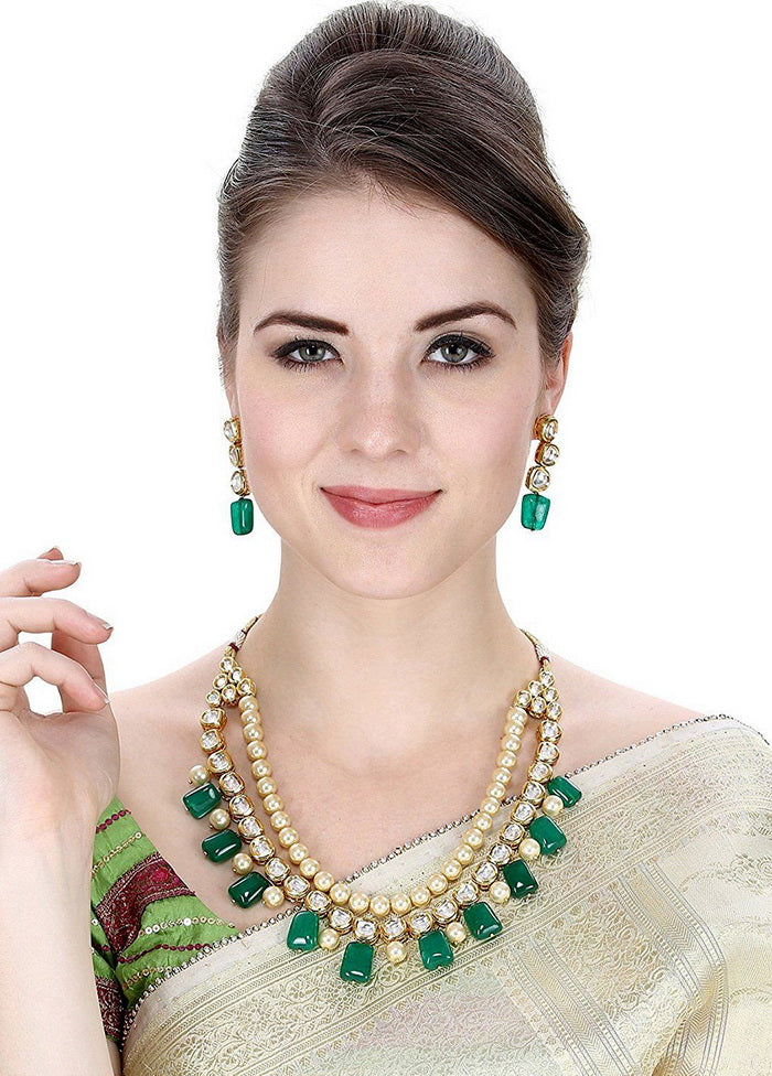 Hand Crafted Base Metal Alloy Gold Plated Kundan Stone Studded Jewellery Sets