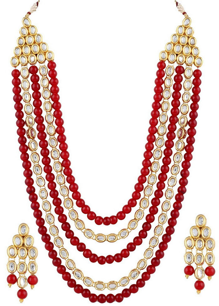 Hand Crafted Base Metal Alloy Gold Plated Kundan Stone Studded Jewellery Sets