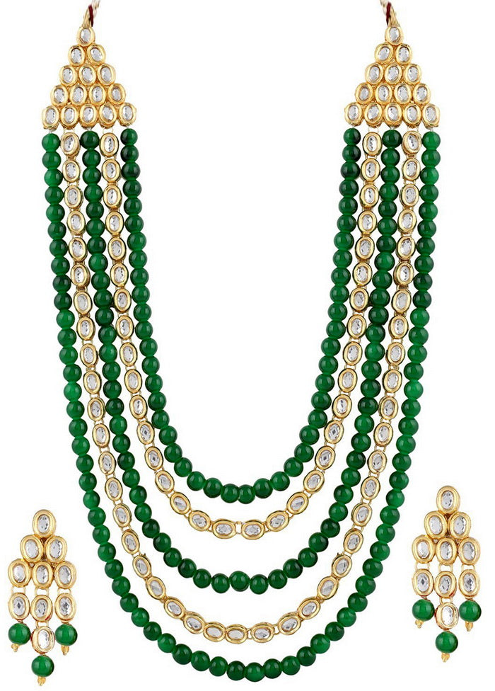 Hand Crafted Base Metal Alloy Gold Plated Kundan Stone Studded Jewellery Sets