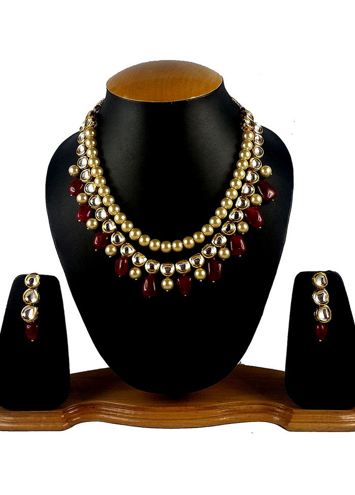 Hand Crafted Base Metal Alloy Gold Plated Kundan Stone Studded Jewellery Sets