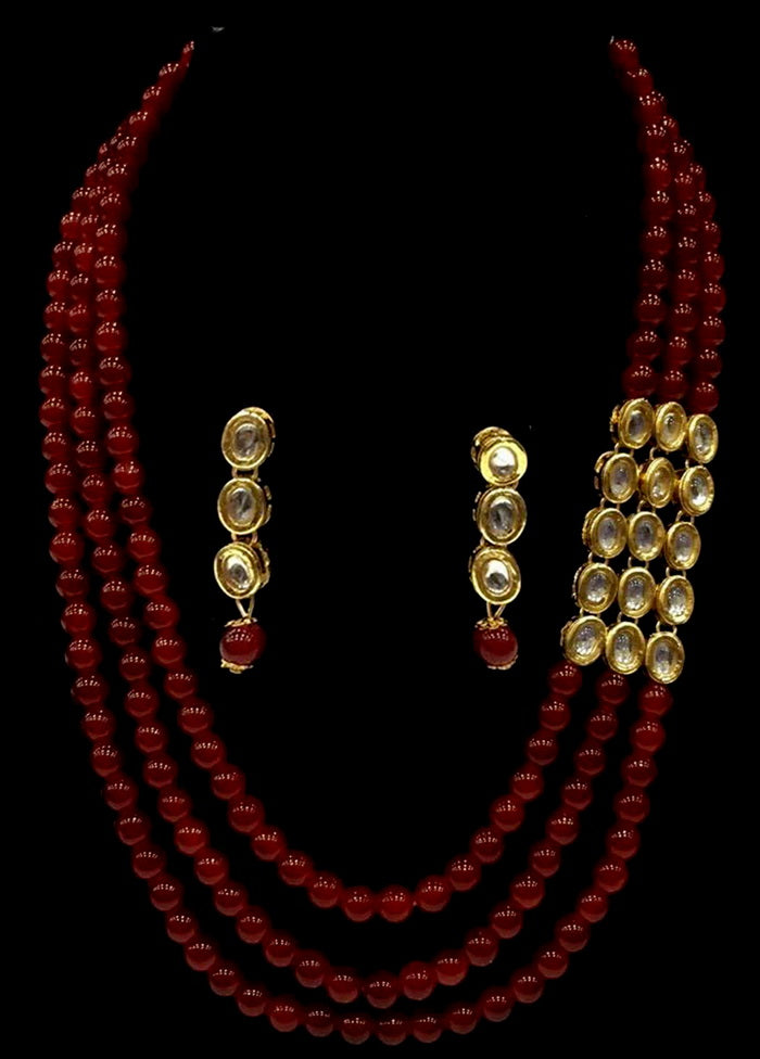 Hand Crafted Base Metal Alloy Gold Plated Kundan Stone Studded Jewellery Sets