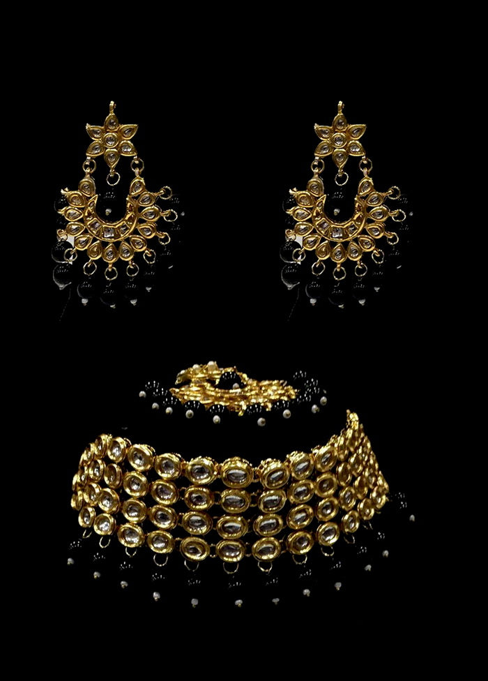 Hand Crafted Base Metal Alloy Gold Plated Kundan Stone Studded Jewellery Sets