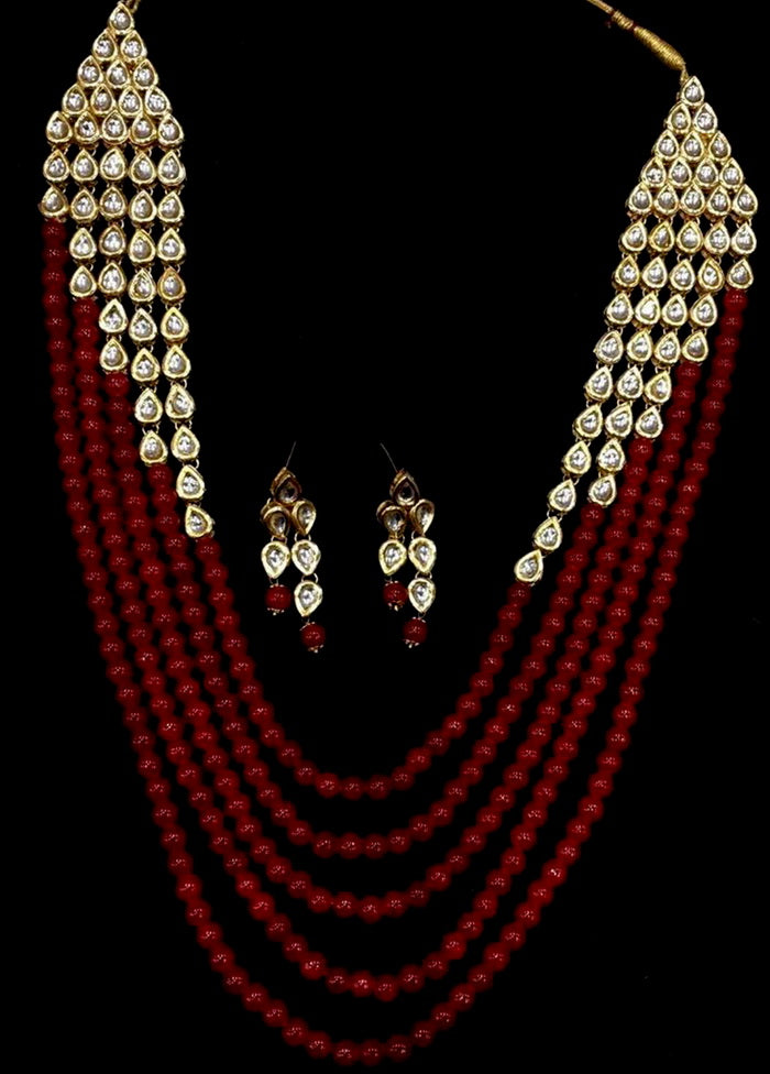 Hand Crafted Base Metal Alloy Gold Plated Kundan Stone Studded Jewellery Sets