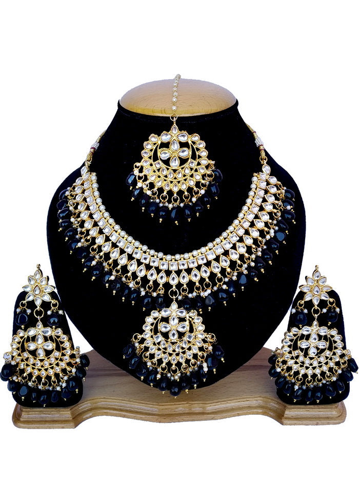 Hand Crafted Base Metal Alloy Gold Plated Kundan Stone Studded Jewellery Sets