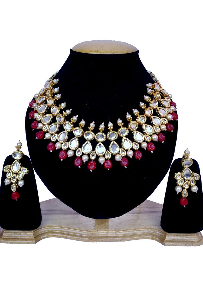 Hand Crafted Base Metal Alloy Gold Plated Kundan Stone Studded Jewellery Sets