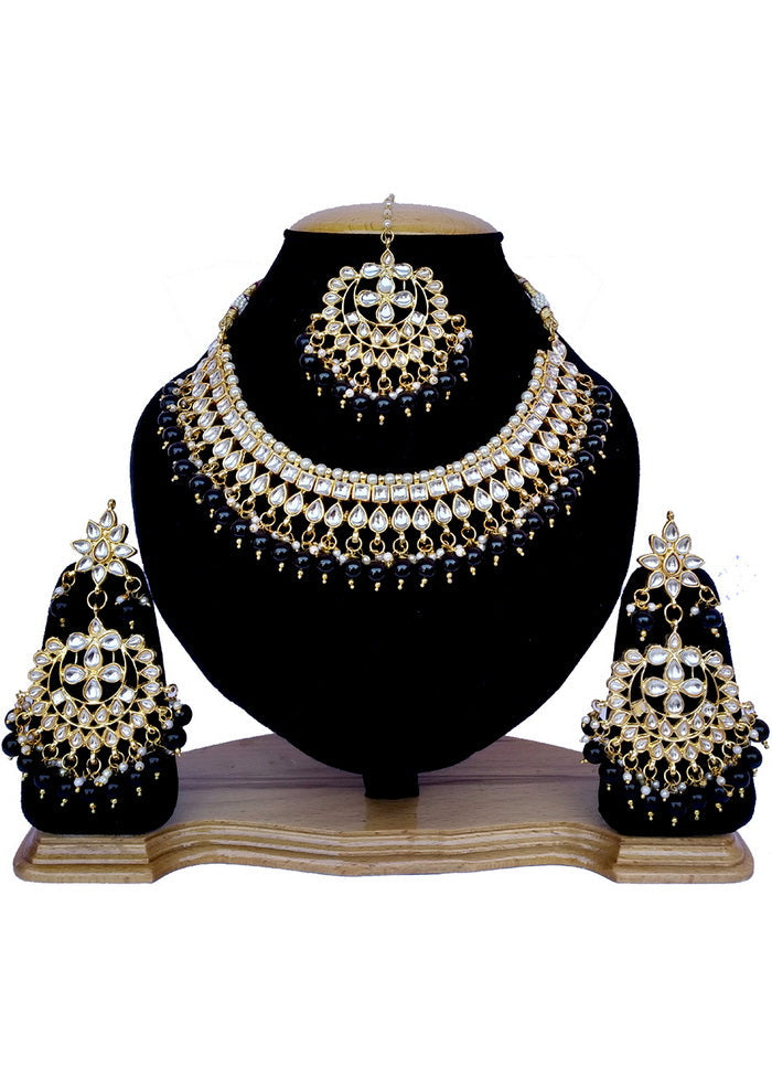 Hand Crafted Base Metal Alloy Gold Plated Kundan Stone Studded Jewellery Sets