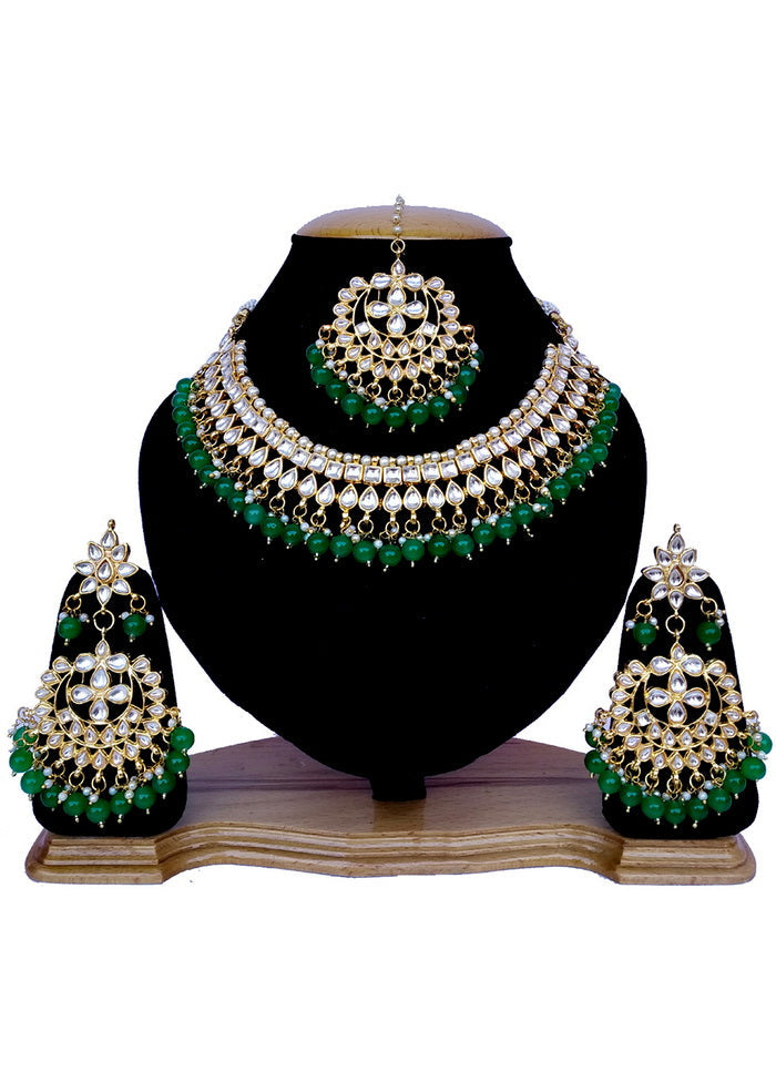 Hand Crafted Base Metal Alloy Gold Plated Kundan Stone Studded Jewellery Sets