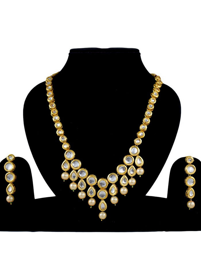 Hand Crafted Base Metal Alloy Gold Plated Kundan Stone Studded Jewellery Sets