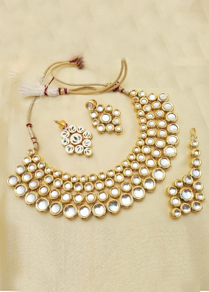 Hand Crafted Base Metal Alloy Gold Plated Kundan Stone Studded Jewellery Sets