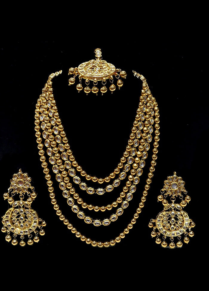 Hand Crafted Base Metal Alloy Gold Plated Kundan Stone Studded Jewellery Sets