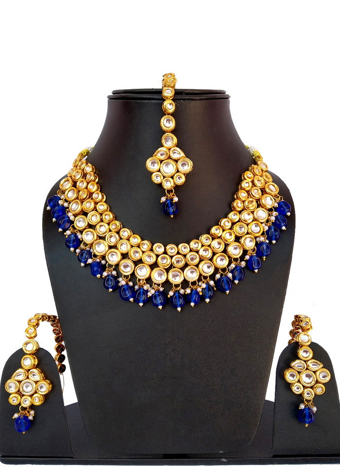 Hand Crafted Base Metal Alloy Gold Plated Kundan Stone Studded Jewellery Sets