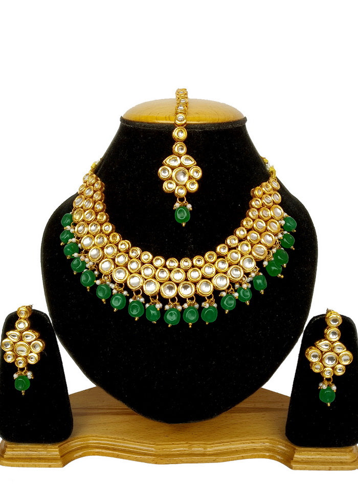 Hand Crafted Base Metal Alloy Gold Plated Kundan Stone Studded Jewellery Sets