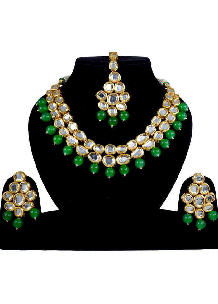 Hand Crafted Base Metal Alloy Gold Plated Kundan Stone Studded Jewellery Sets