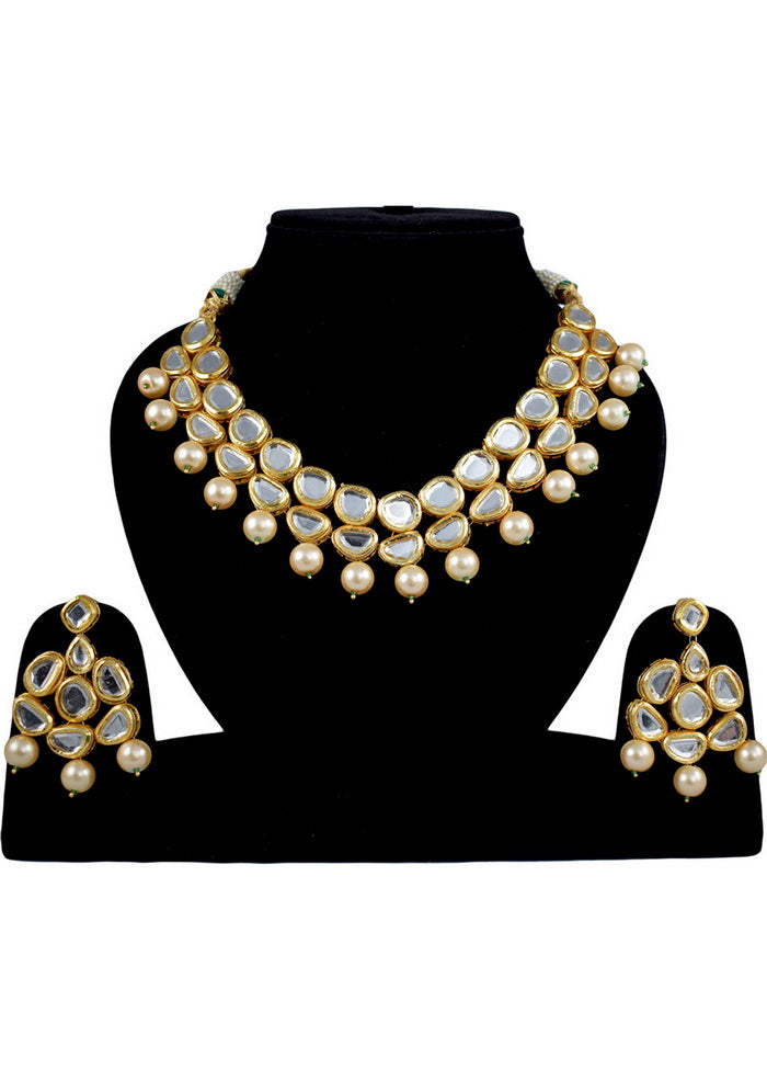 Hand Crafted Base Metal Alloy Gold Plated Kundan Stone Studded Jewellery Sets