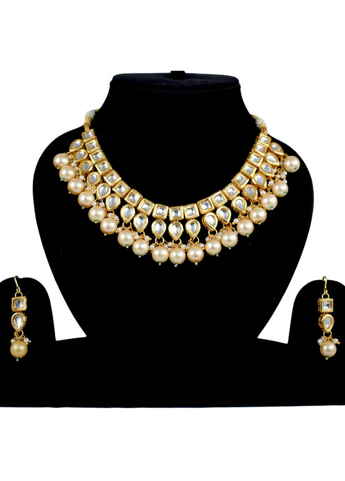 Hand Crafted Base Metal Alloy Gold Plated Kundan Stone Studded Jewellery Sets