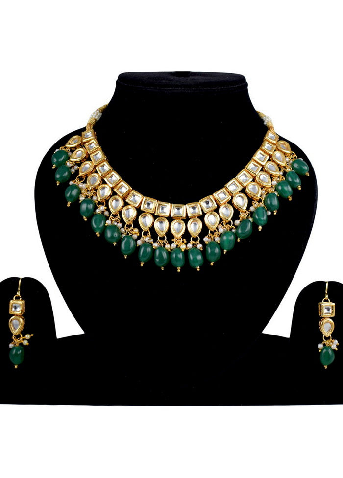 Hand Crafted Base Metal Alloy Gold Plated Kundan Stone Studded Jewellery Sets