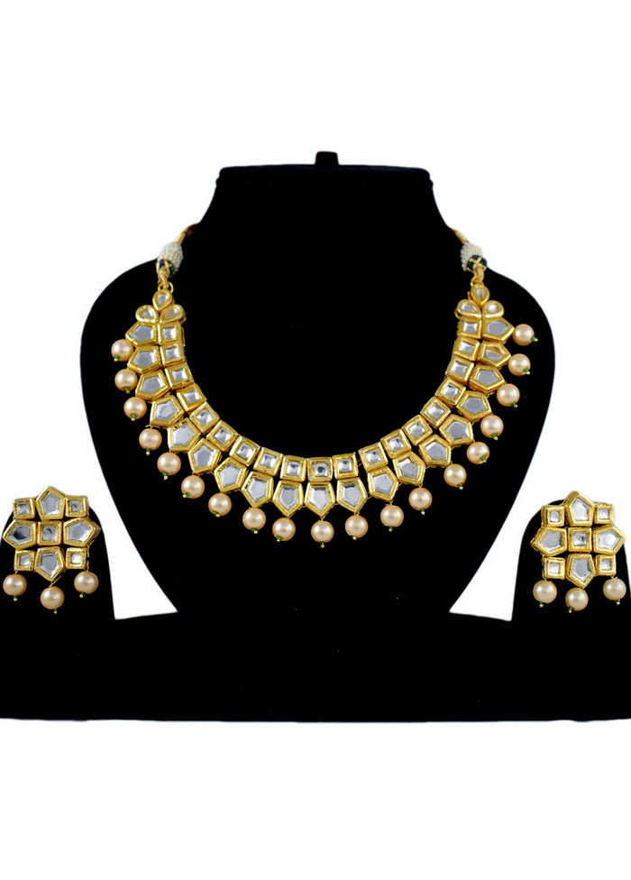 Hand Crafted Base Metal Alloy Gold Plated Kundan Stone Studded Jewellery Sets