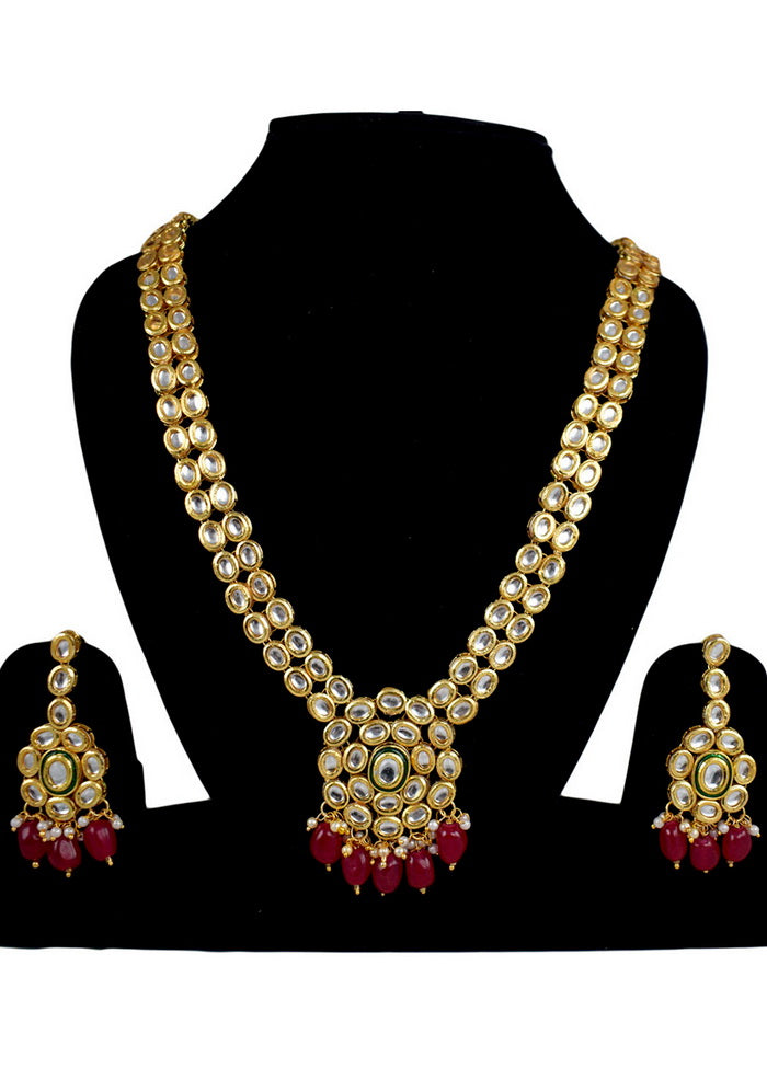 Hand Crafted Base Metal Alloy Gold Plated Kundan Stone Studded Jewellery Sets