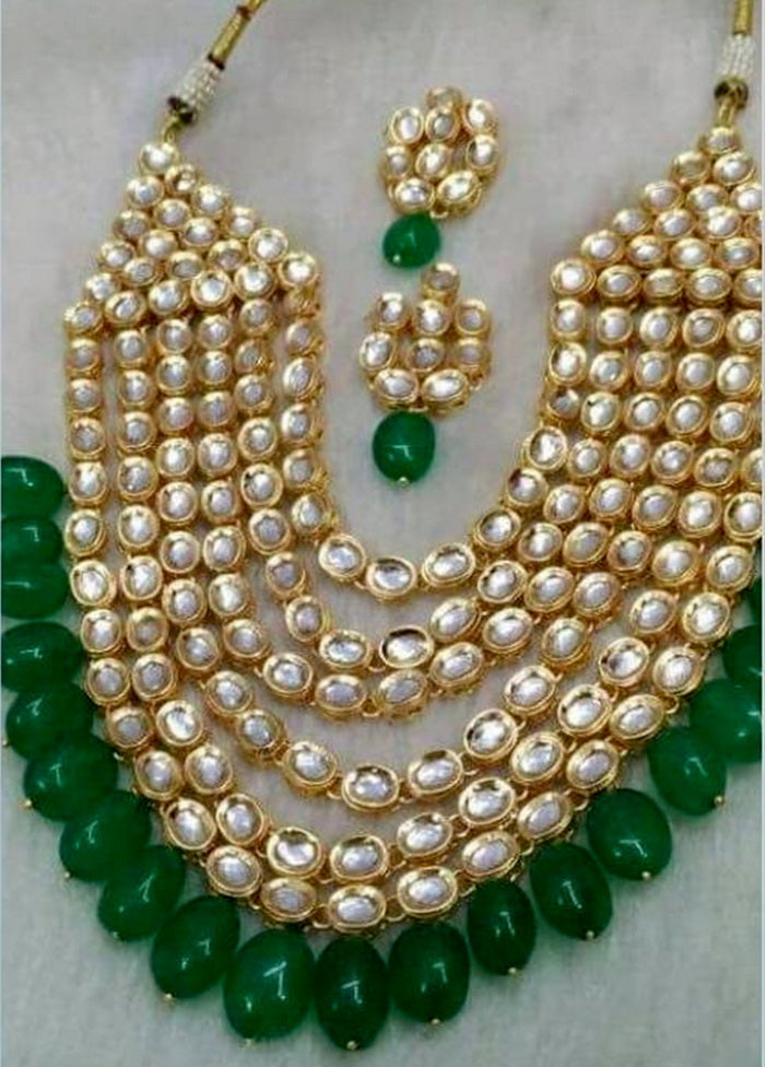 Hand Crafted Base Metal Alloy Gold Plated Kundan Stone Studded Jewellery Sets