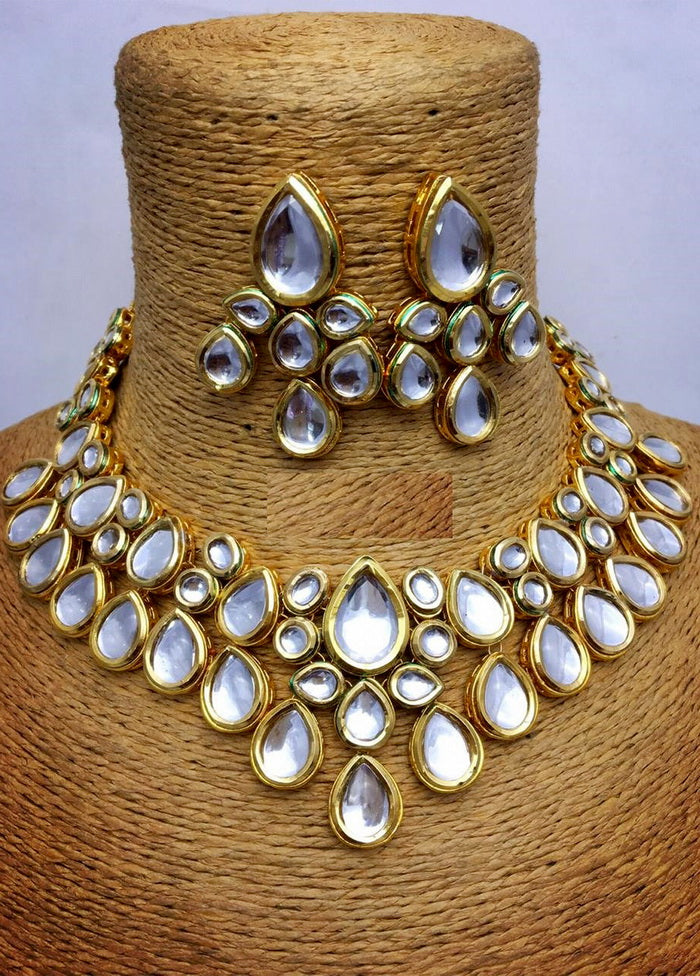 Hand Crafted Base Metal Alloy Gold Plated Kundan Stone Studded Jewellery Sets