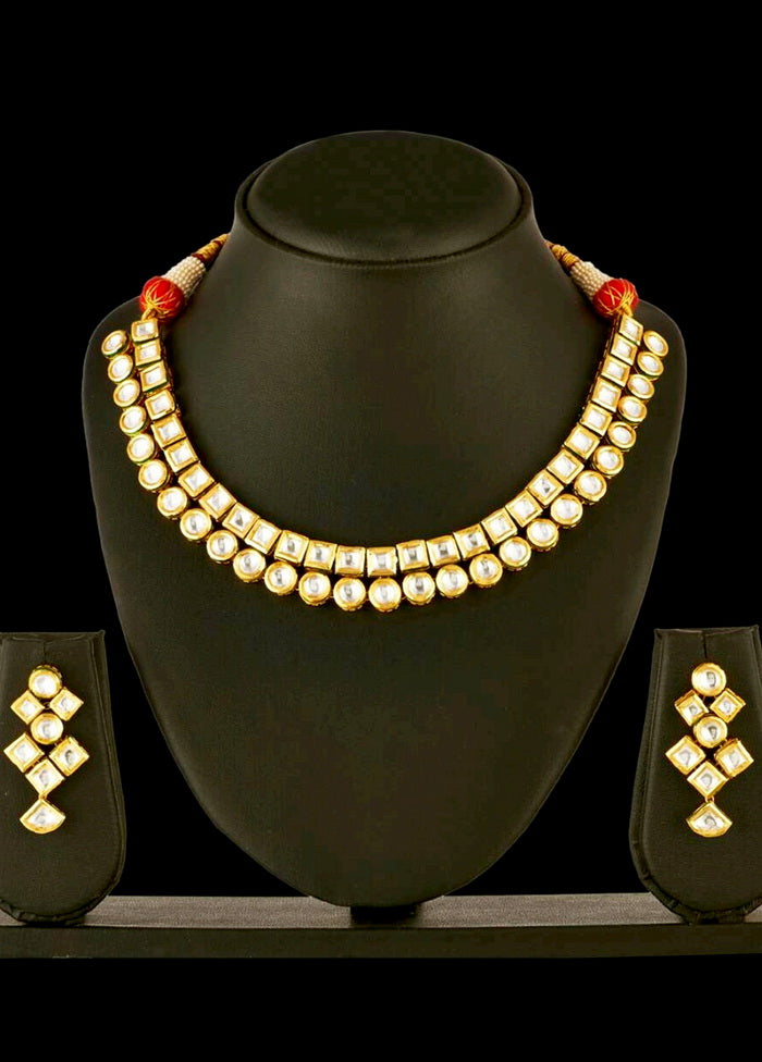 Hand Crafted Base Metal Alloy Gold Plated Kundan Stone Studded Jewellery Sets