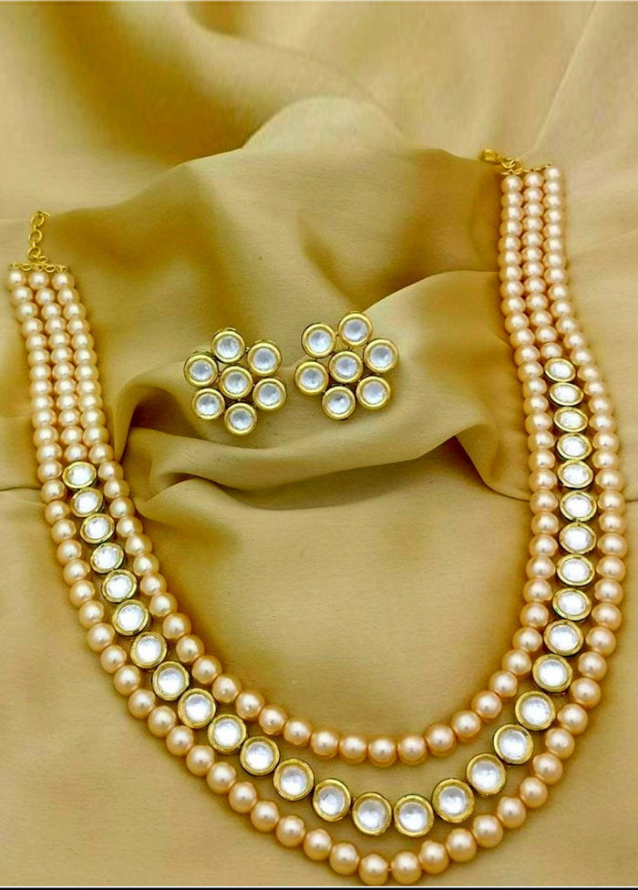 Hand Crafted Base Metal Alloy Gold Plated Kundan Stone Studded Jewellery Sets