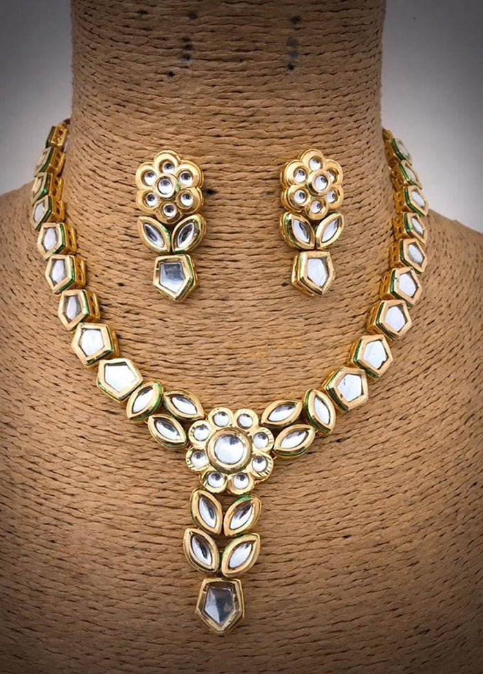 Hand Crafted Base Metal Alloy Gold Plated Kundan Stone Studded Jewellery Sets