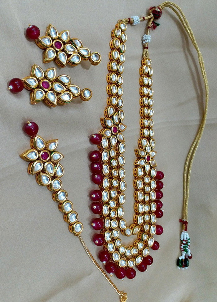 Hand Crafted Base Metal Alloy Gold Plated Kundan Stone Studded Jewellery Sets