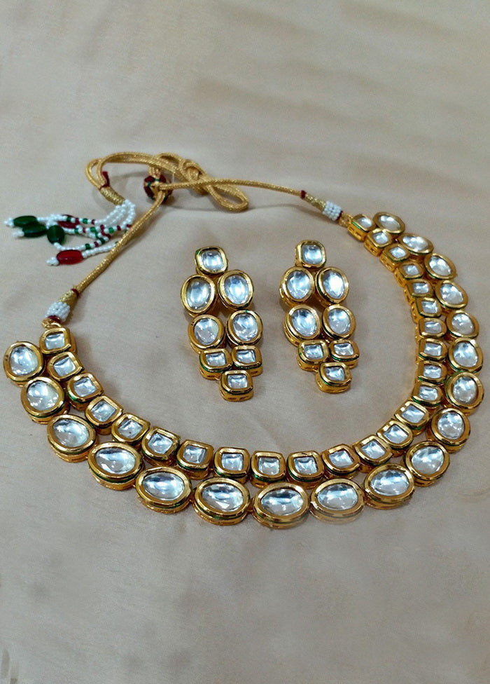 Hand Crafted Base Metal Alloy Gold Plated Kundan Stone Studded Jewellery Sets