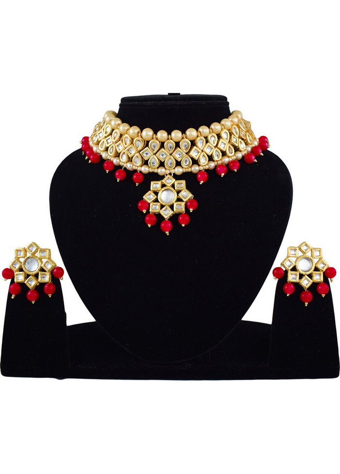 Hand Crafted Base Metal Alloy Gold Plated Kundan Stone Studded Jewellery Sets