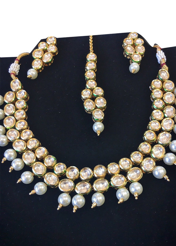 Hand Crafted Base Metal Alloy Gold Plated Kundan Stone Studded Jewellery Sets