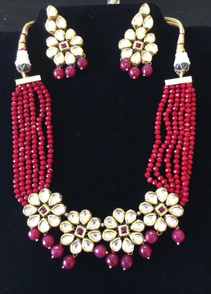 Hand Crafted Base Metal Alloy Gold Plated Kundan Stone Studded Jewellery Sets