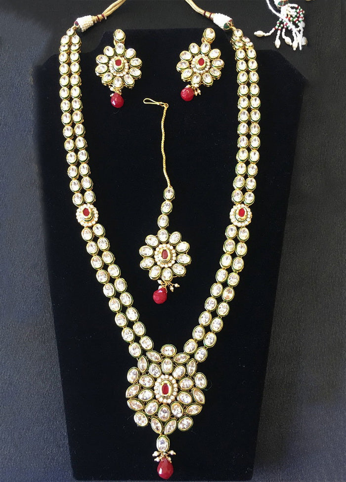 Hand Crafted Base Metal Alloy Gold Plated Kundan Stone Studded Jewellery Sets