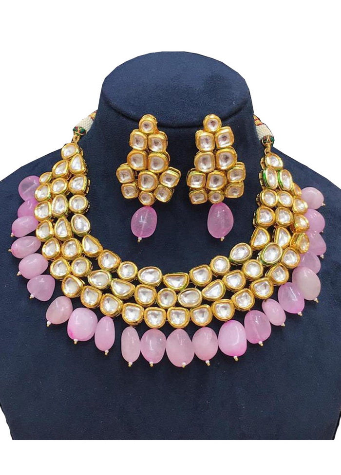 Hand Crafted Base Metal Alloy Gold Plated Kundan Stone Studded Jewellery Sets